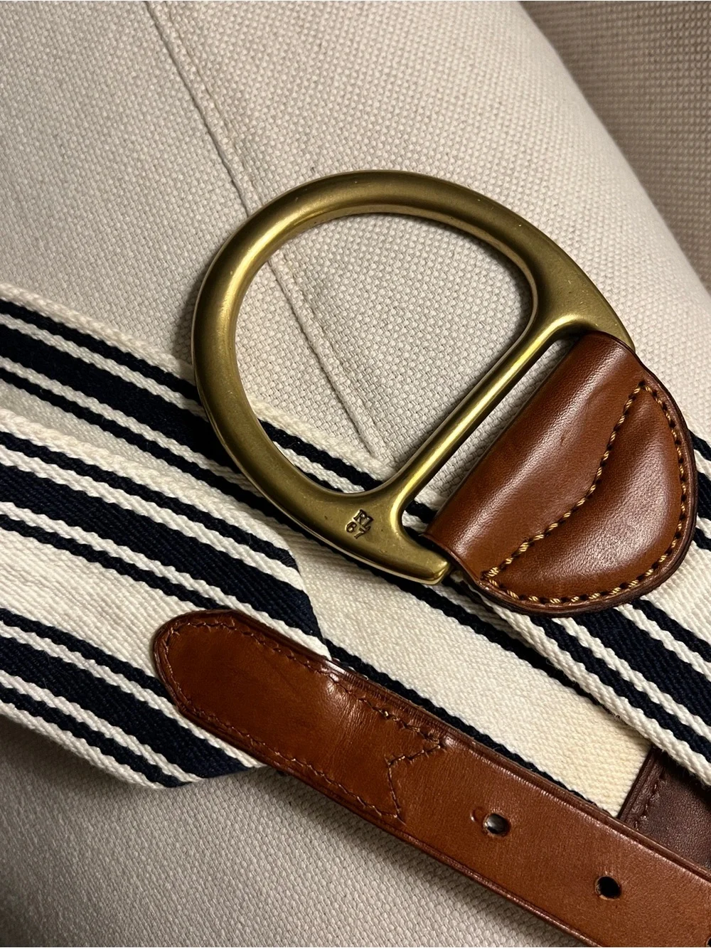 Vintage Ralph Lauren RL67 Equestrian Vachetta D-Ring Brass Buckle, Brown Leather